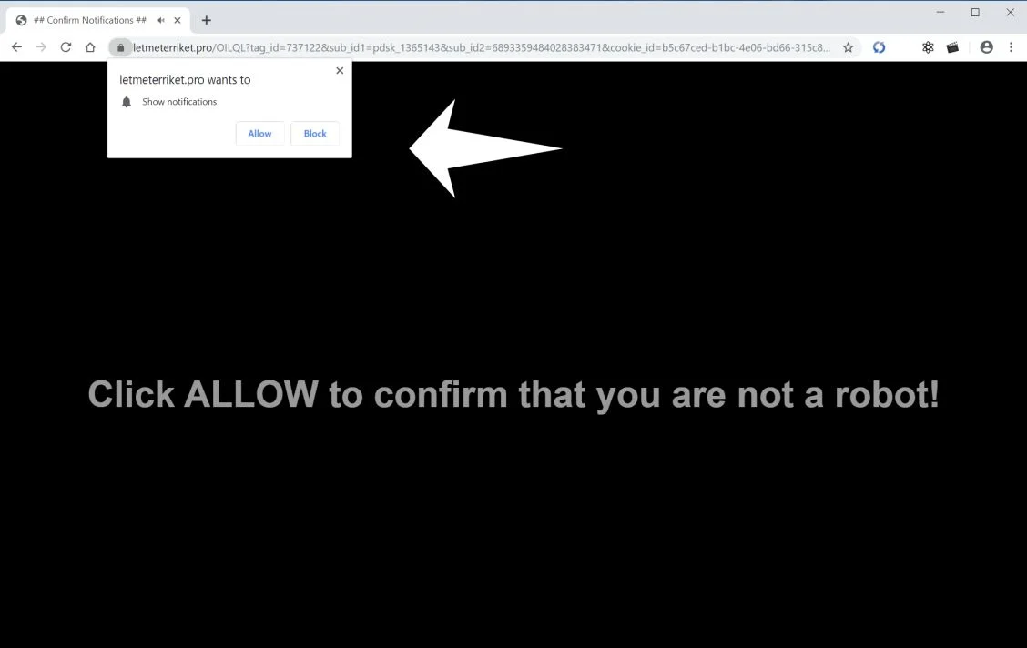 How to remove Letmeterriket.pro pop-up ads (Virus Removal Guide) 1 Image: Chrome browser is redirected to Letmeterriket.pro
