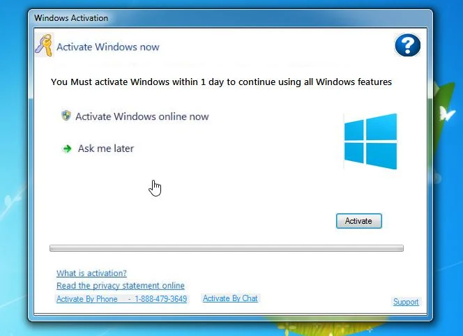 Windows Activation pop-up virus