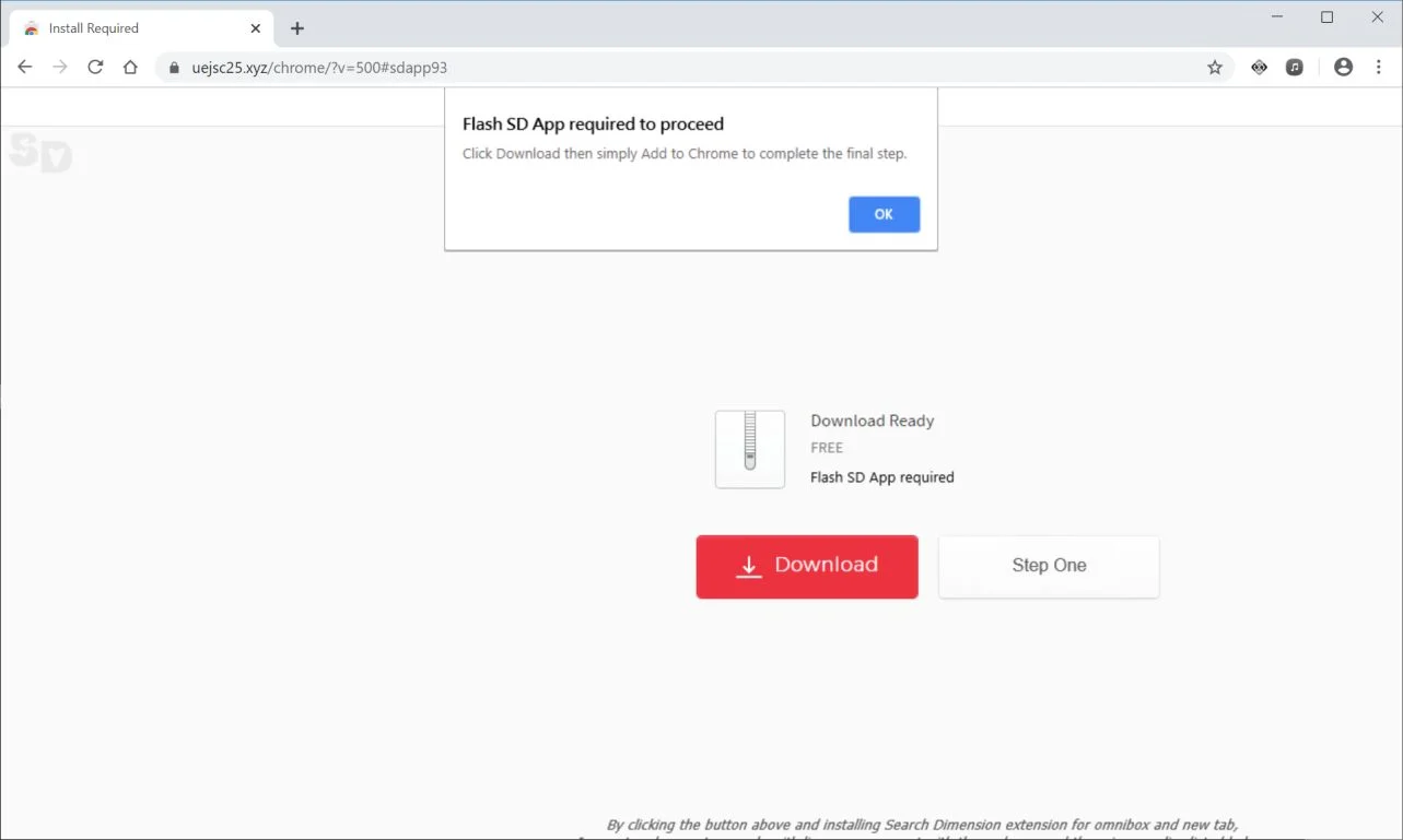 Image: Chrome browser is redirected to Uejsc25.xyz