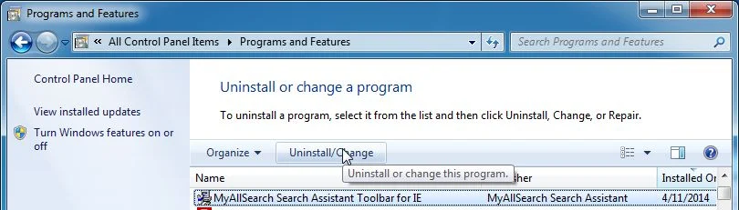 [Image: Uninstall MyAllSearch Toolbar from Windows]