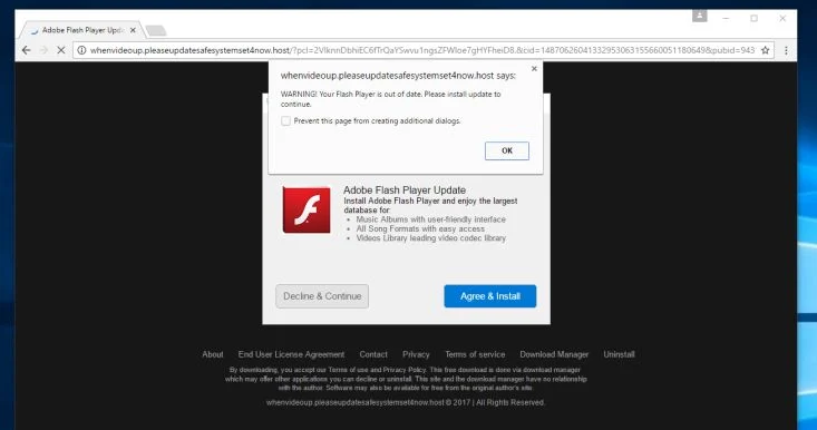 Whenvideoup.pleaseupdatesafesystemset4now.host virus