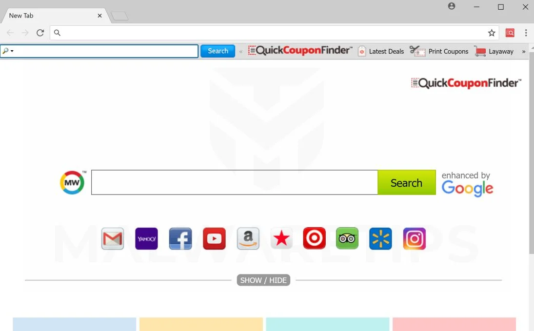 QuickCouponFinder New Tab QuickCouponFinder toolbar