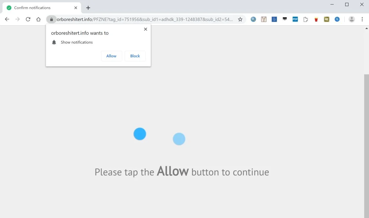 How to remove Orboreshitert.info pop-up ads (Virus Removal Guide) 1 Image: Chrome browser is redirected to the Orboreshitert.info site