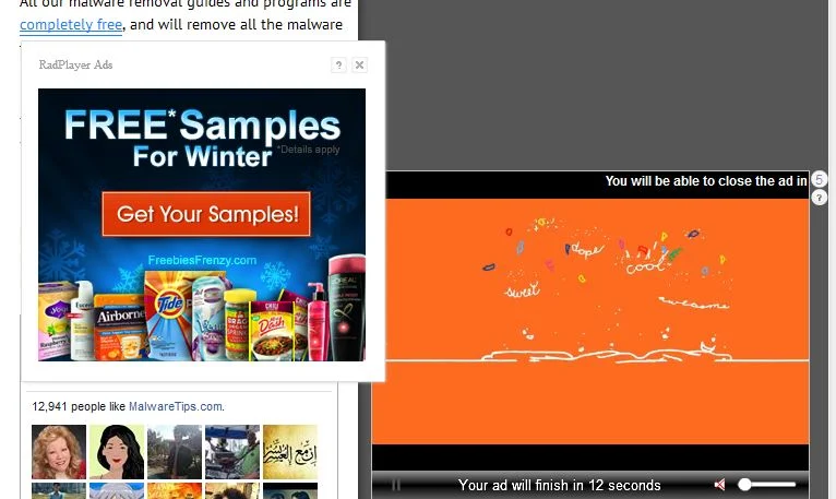 RadPlayer Ads RadPlayer Ads virus