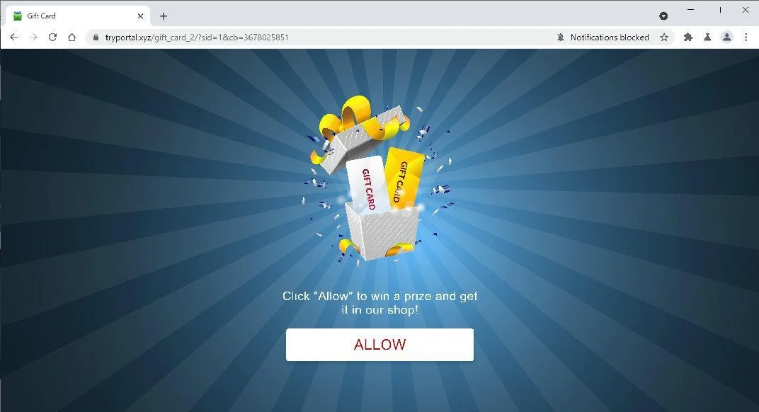 Image: Chrome browser is redirected to Tryportal.xyz