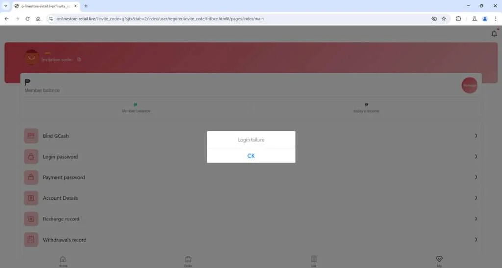Onlinestore retail.live scam