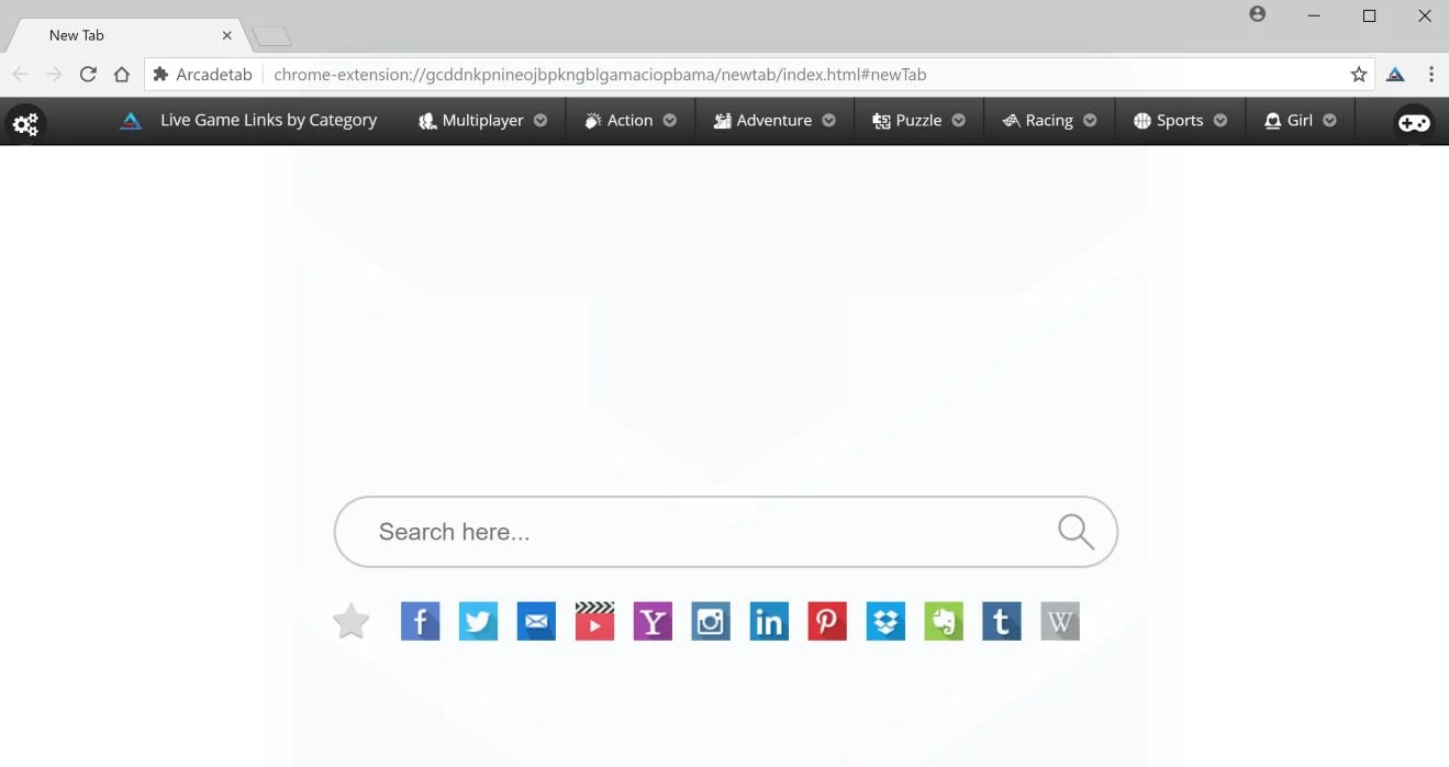 Arcadetab New Tab redirect