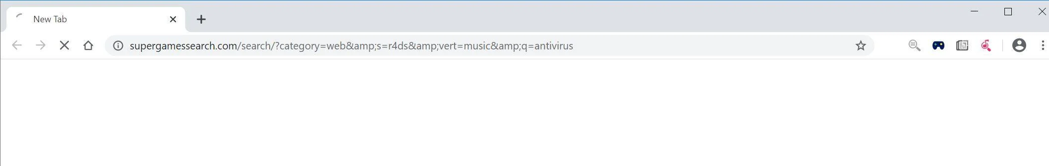 Image Chrome browser is redirected to Supergamessearch.com
