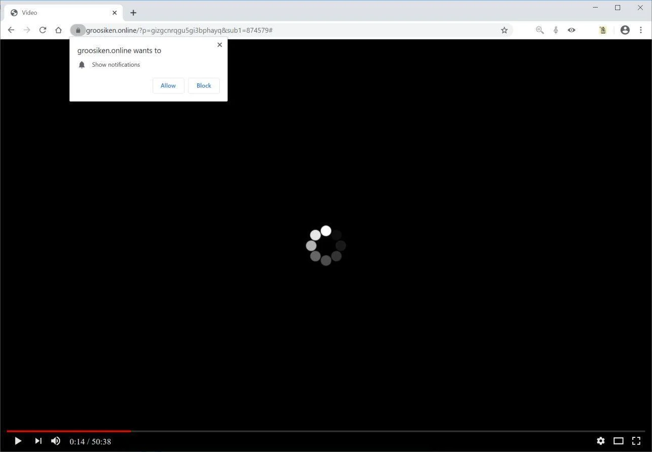 Remove Groosiken.online pop-up ads (Virus Removal Guide) 1 Image: Chrome browser is redirected to Groosiken.online
