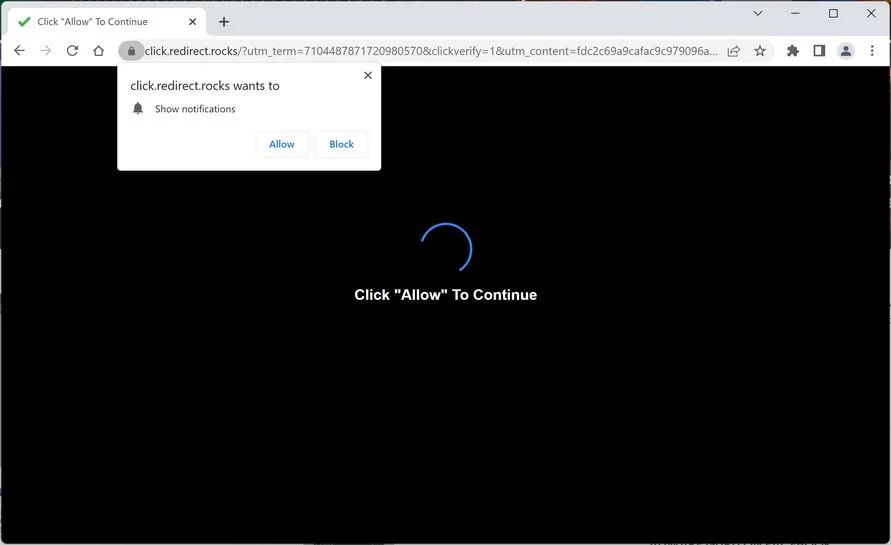 How to Remove Click.redirect.rocks Pop-up Ads (Virus Removal Guide) 1 Image: Chrome browser is redirected to Click.redirect.rocks