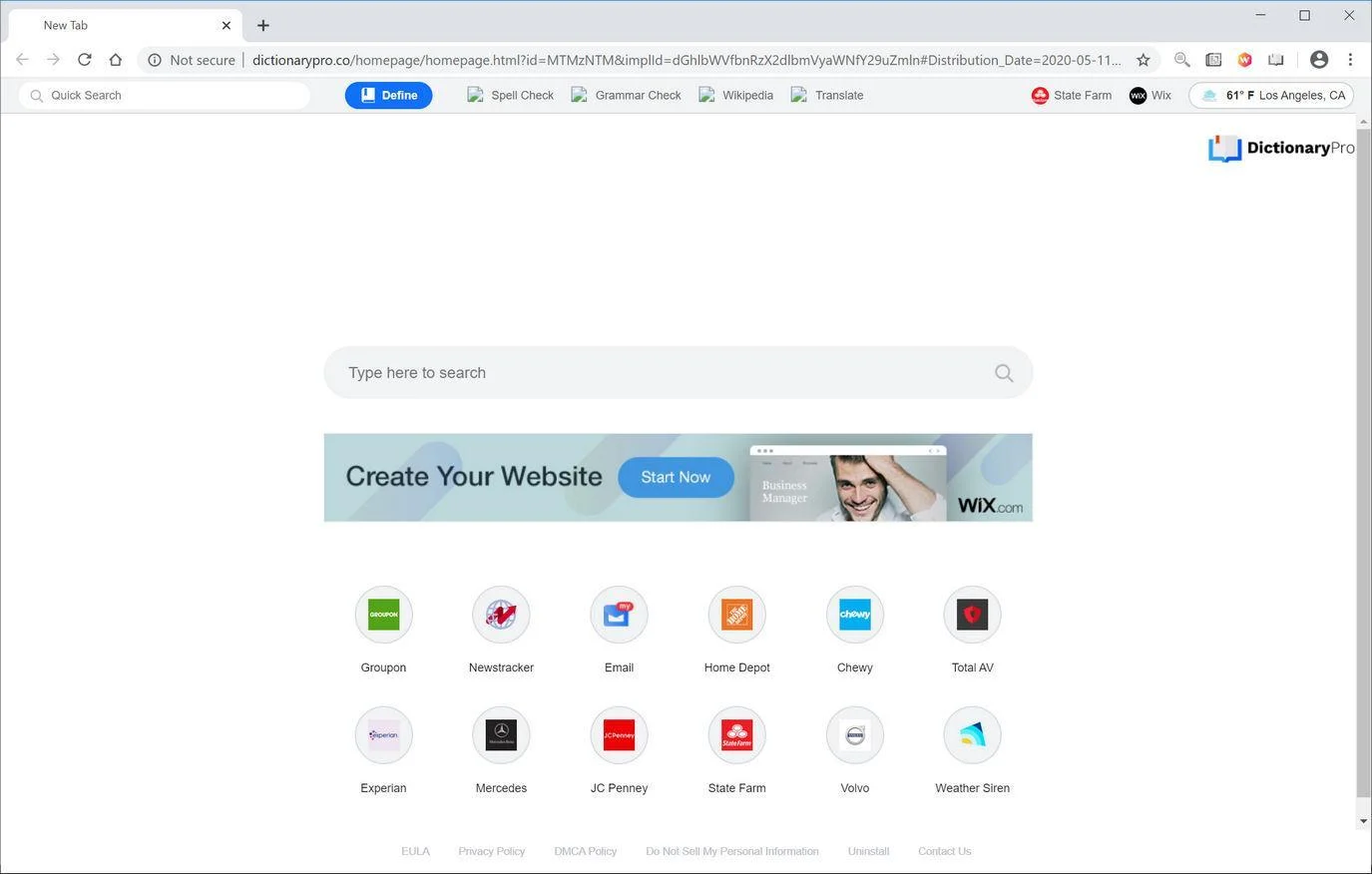 Remove Dictionary Pro browser hijacker (Virus Removal Guide) 1 Image: Chrome browser is redirected to Dictionary Pro