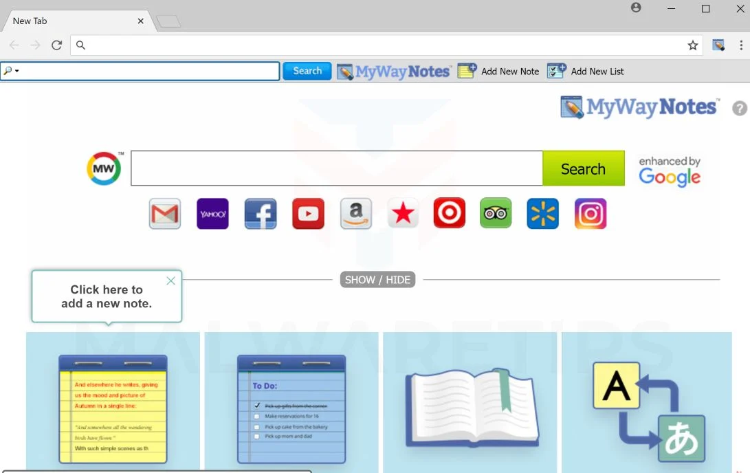 MyWayNotes New Tab MyWayNotes toolbar