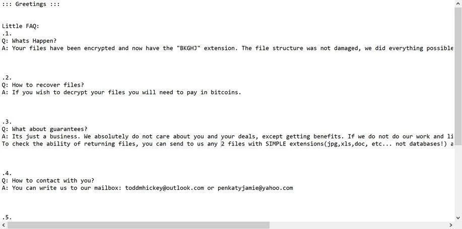 How to remove BKGHJ ransomware (Virus Removal Guide) 1 Image: BKGHJ ransomware