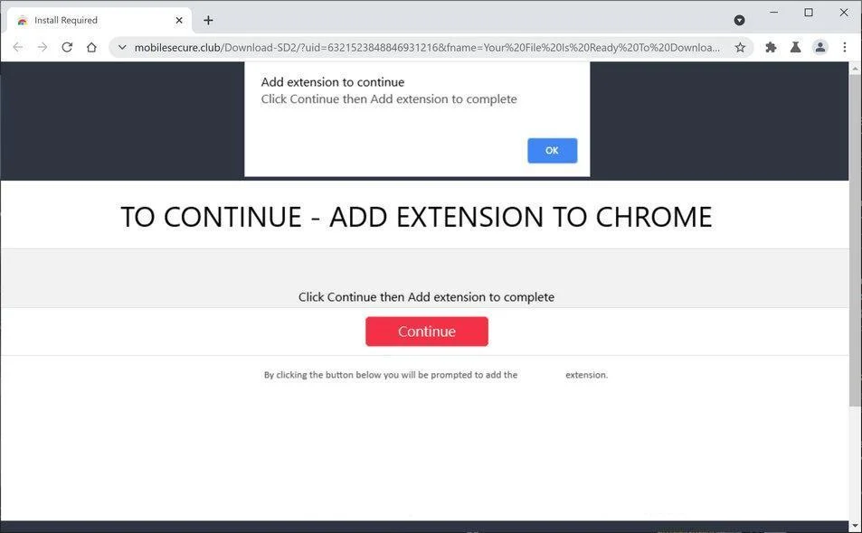 Remove Mobilesecure.club redirect (Virus Removal Guide) 1 Image: Chrome browser is redirected to Mobilesecure.club