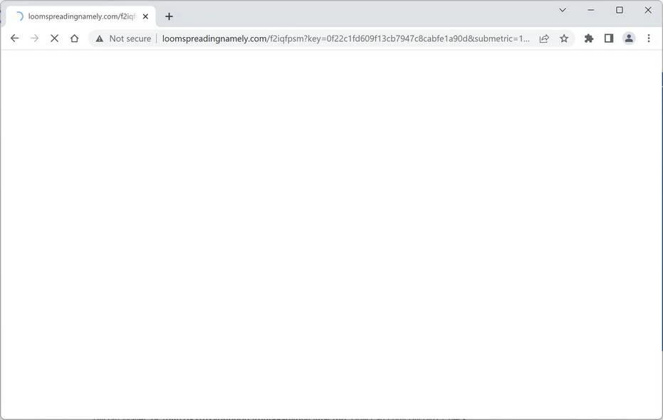 Image: Chrome browser is redirected to Loomspreadingnamely.com
