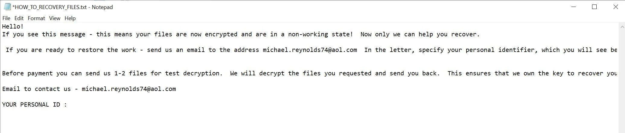 Image: Michael ransomware