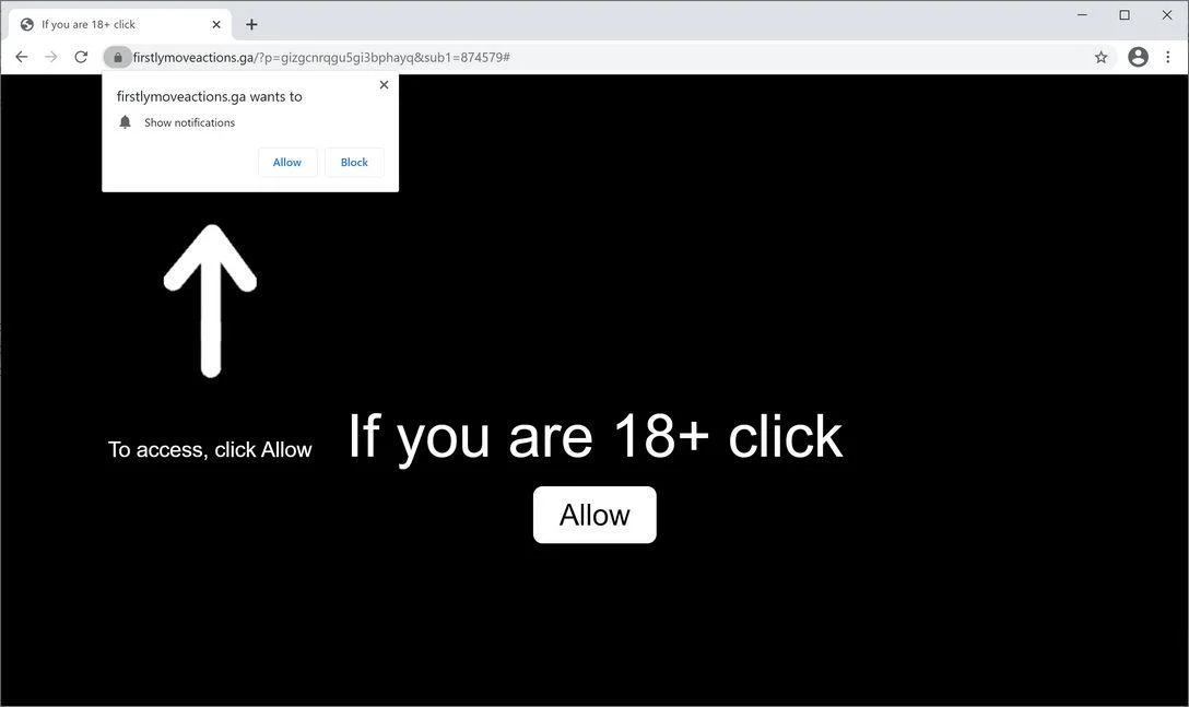 Remove Firstlymoveactions.ga pop-up ads (Virus Removal Guide) 1 Image: Chrome browser is redirected to Firstlymoveactions.ga