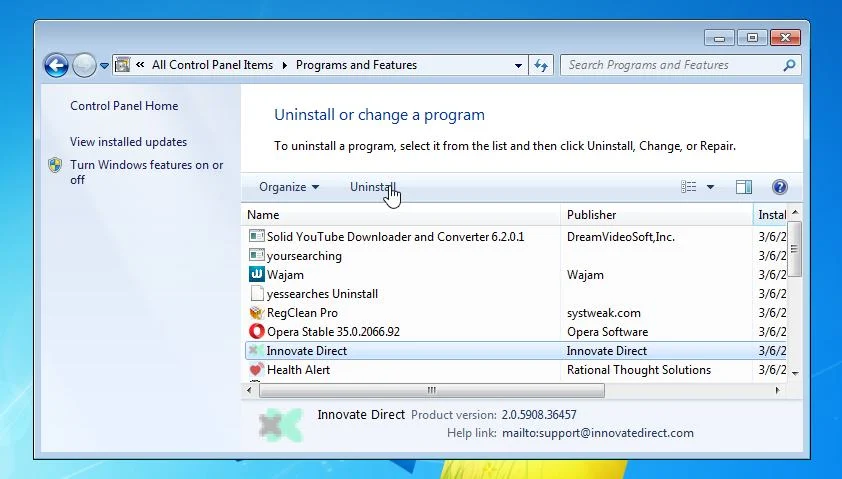 Uninstall Innovate Direct
