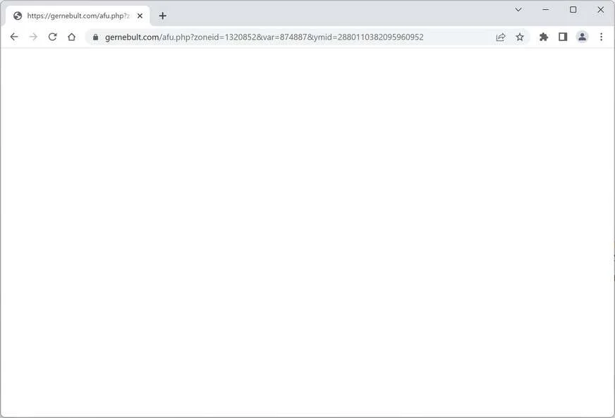 Image: Chrome browser is redirected to the Gernebult.com site