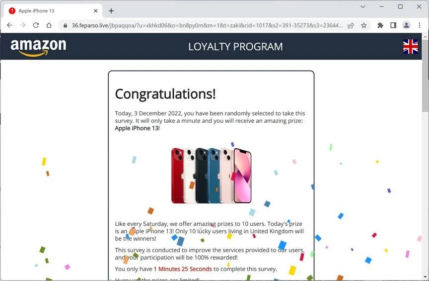How To Remove Feparso.live Ads (Virus Removal Guide) 1 Image: Feparso.live Fake Amazon Loyalty Program Survey