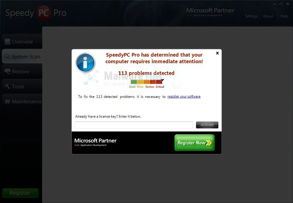 Speedy PC Pro pop-up virus