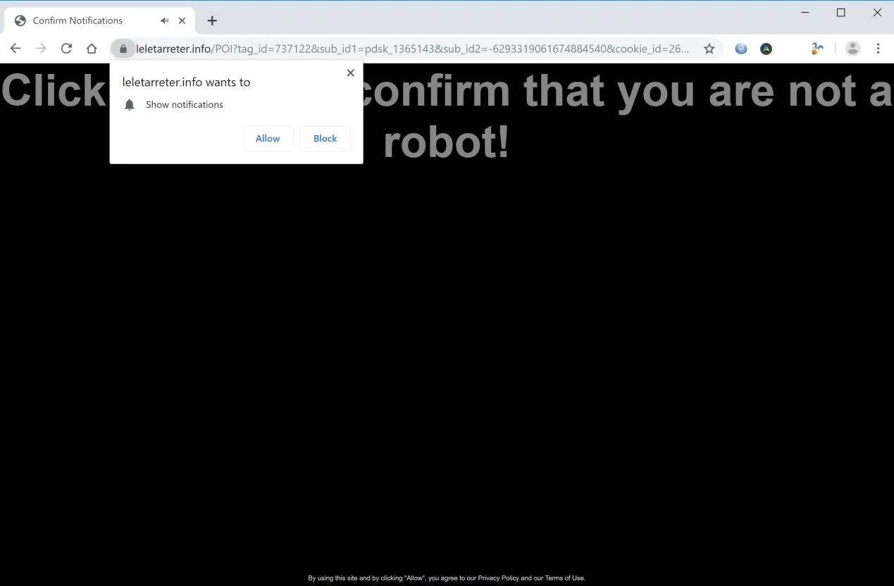 How to remove Leletarreter.info pop-up ads (Virus Removal Guide) 1 Image: Chrome browser is redirected to Leletarreter.info