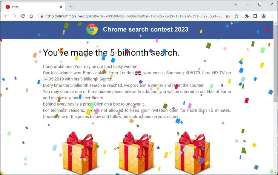 Screenshot of Todmummon.live Fake Survey