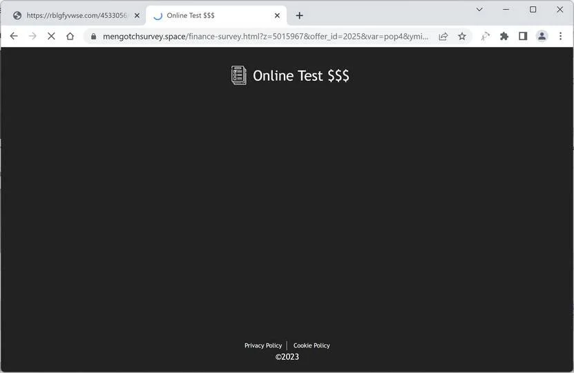 Screenshot of Mengotchsurvey.space Fake Survey