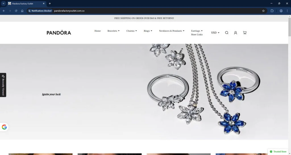 Pandorafactoryoutlet.com .co scam