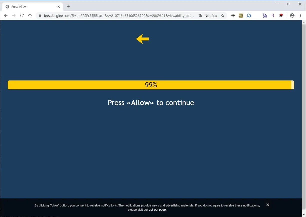 How to remove Feevabeglee.com pop-up ads (Virus Removal Guide) 1 Image: Chrome browser is redirected to Feevabeglee.com