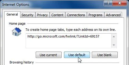 [Image: Set Internet Explorer to its default homepage]