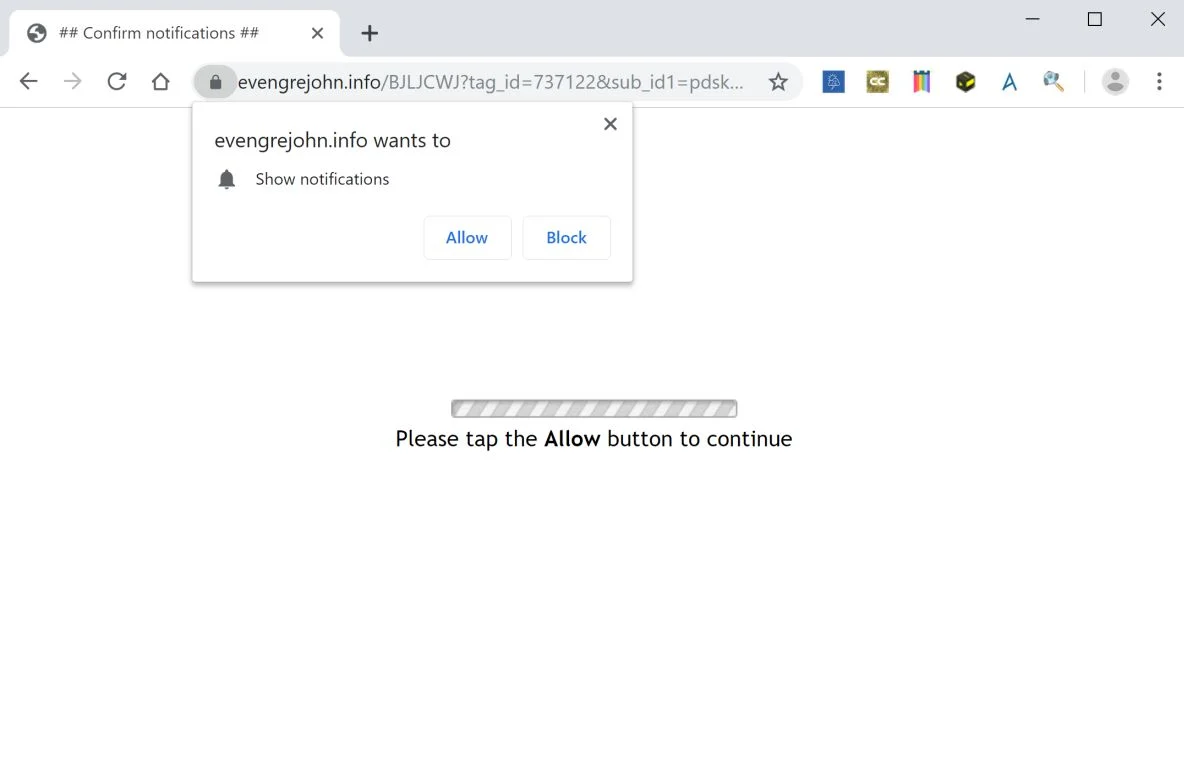 How to remove Evengrejohn.info pop-up ads (Virus Removal Guide) 1 Image: Chrome browser is redirected to Evengrejohn.info