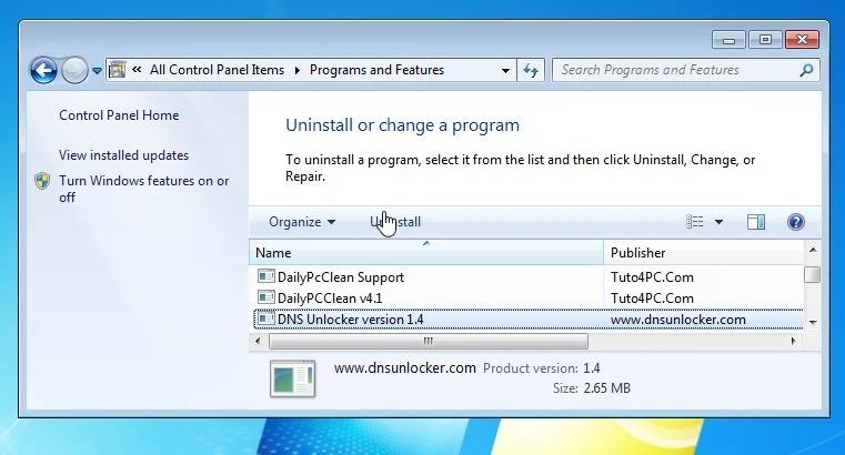 Uninstall DNS Unlocker version 1.4 from Windows