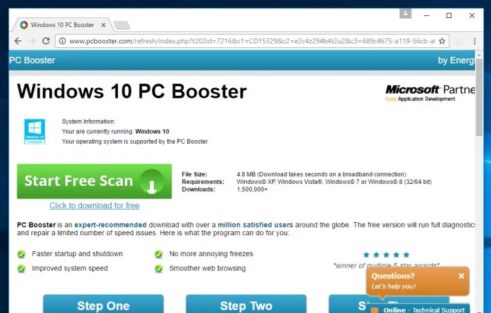 Windows 10 PC Booster virus
