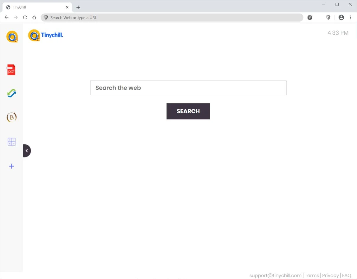 Image: Chrome browser is redirected to tinychill.com