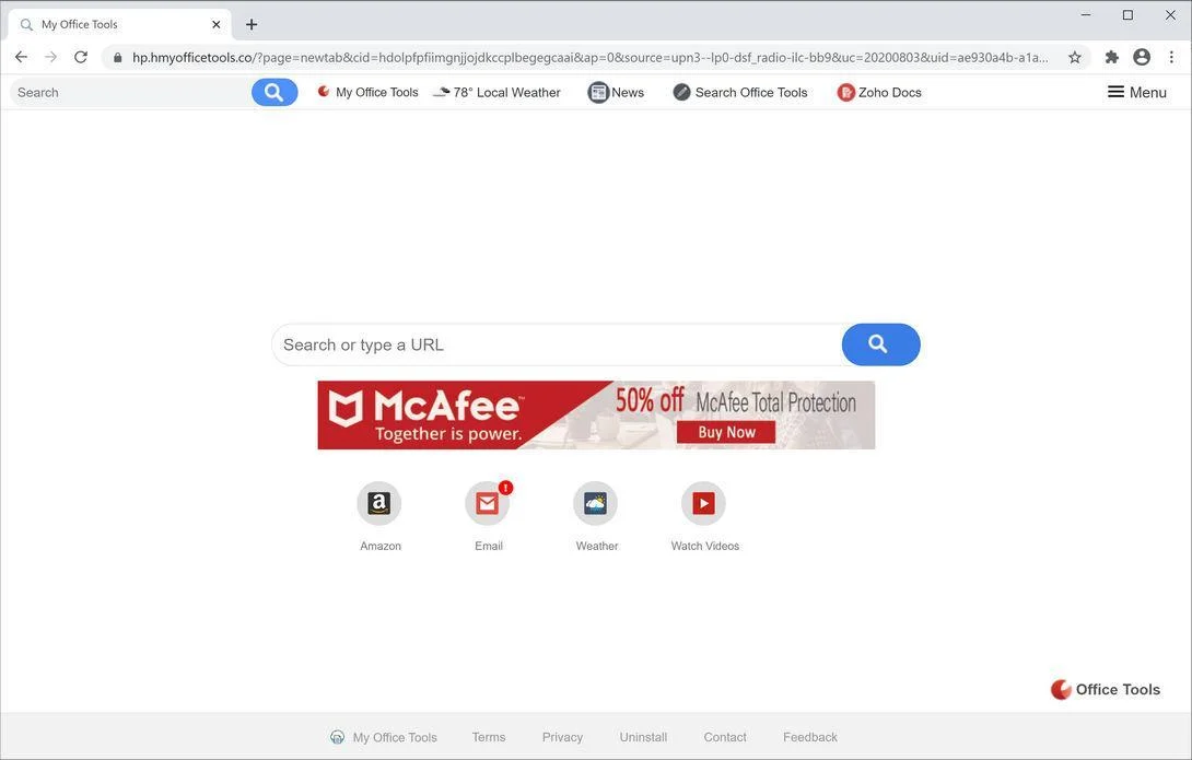 Remove My Office Tool browser hijacker (Virus Removal Guide) 1 Image: Chrome browser is redirected to My Office Tool