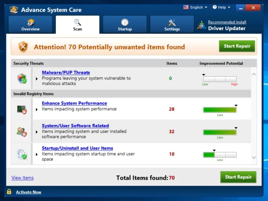 Advance System Care Scan
