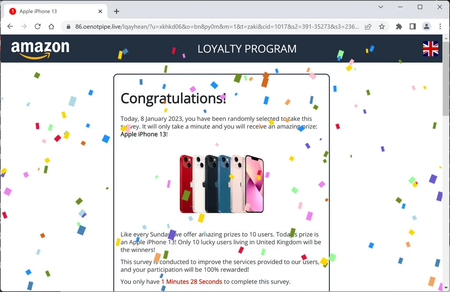 Image: Oenotpipe.live Fake Amazon Survey