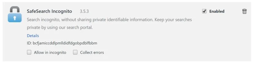 SafeSearch Incognito Extension Virus