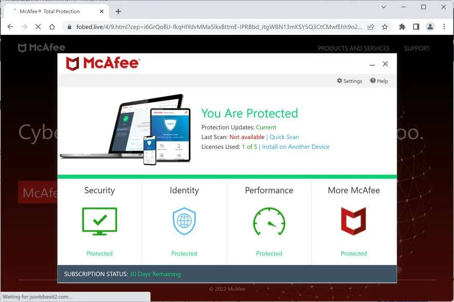 Image: Chrome browser is redirected to Fobed.live