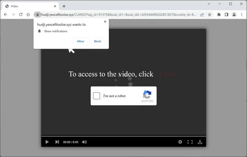 How to Remove Yexcelltoolse.xyz Pop-up Ads (Virus Removal Guide) 1 Image: Chrome browser is redirected to Yexcelltoolse.xyz