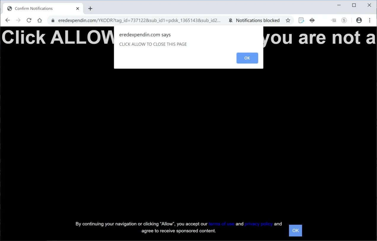 How to remove Eredexpendin.com pop-up ads (Virus Removal Guide) 1 Image: Chrome browser is redirected to Eredexpendin.com