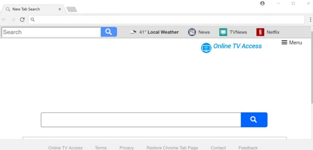 Online TV Access New Tab adware