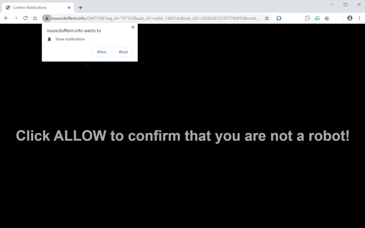 How to remove Nouncilofferin.info pop-up ads (Virus Removal Guide) 1 Image: Chrome browser is redirected to Nouncilofferin.info