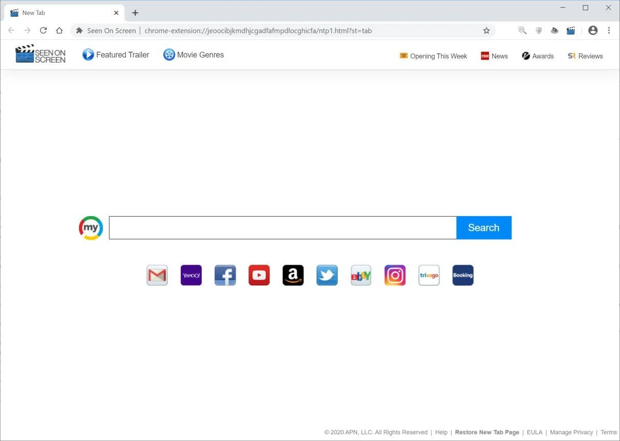 Image: Chrome browser is redirected to Seen On Screen