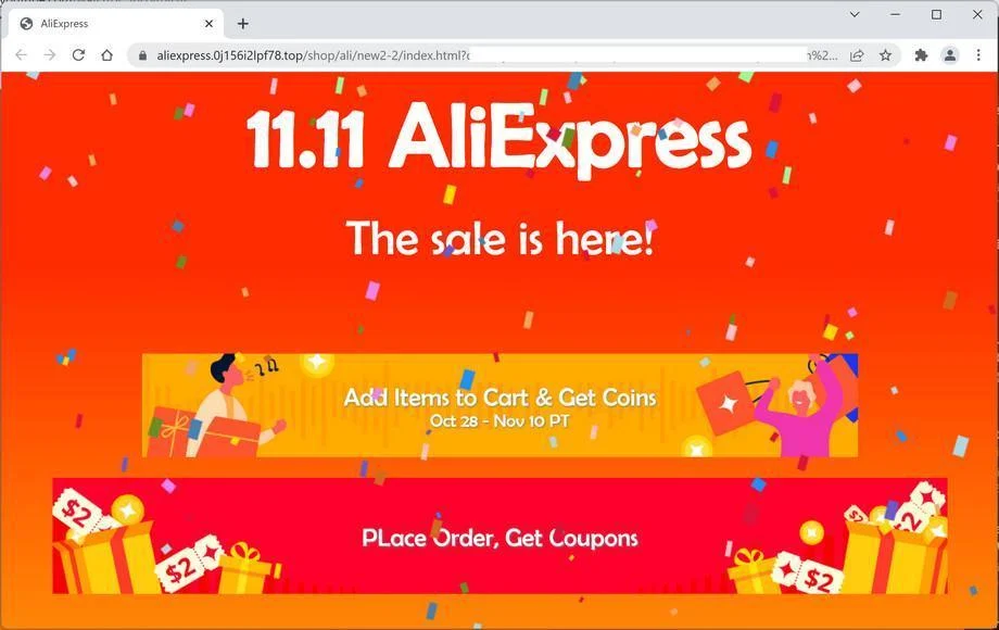 Image: AliExpress fake redirect