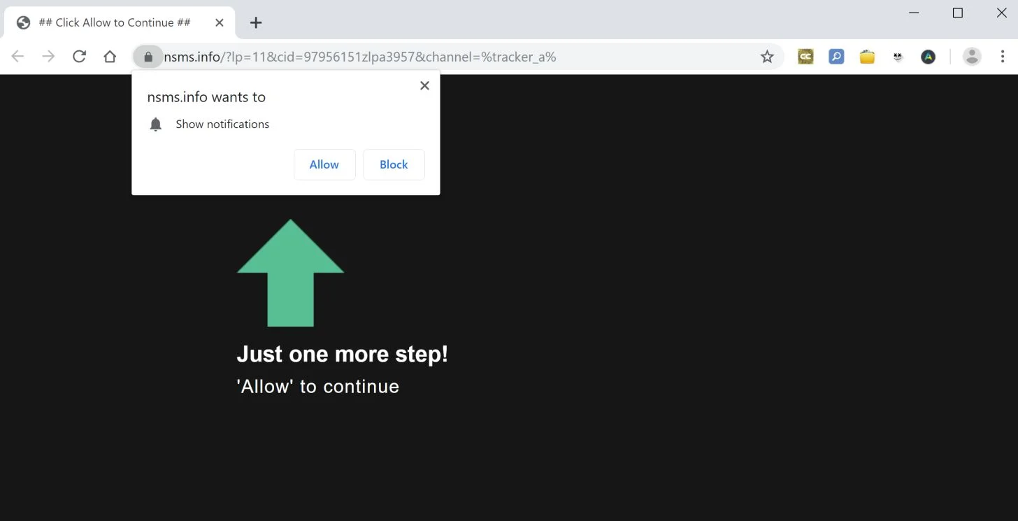How to remove Nsms.info pop-up ads (Virus Removal Guide) 1 Image: Chrome browser is redirected to Nsms.info