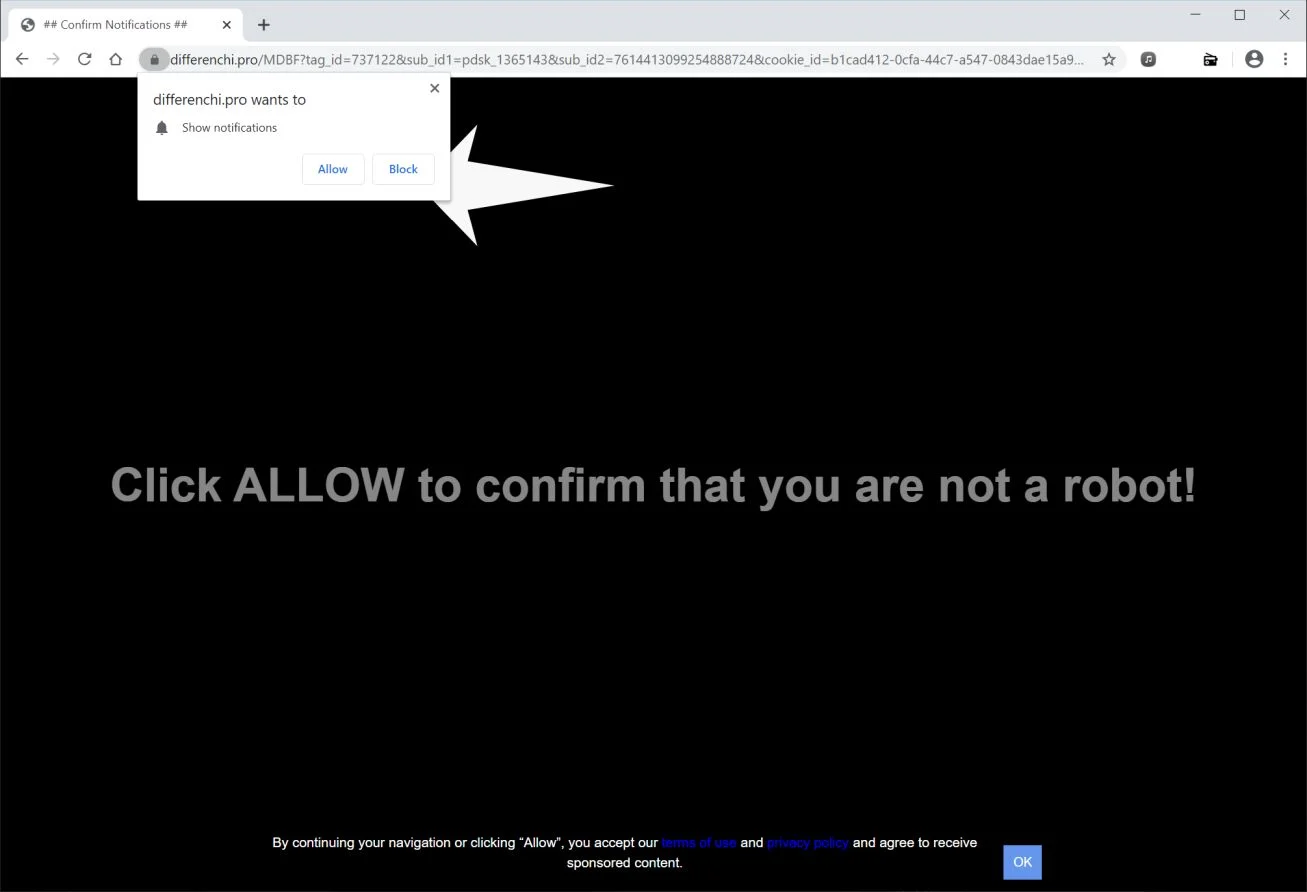 How to remove Differenchi.pro pop-up ads (Virus Removal Guide) 1 Image: Chrome browser is redirected to Differenchi.pro