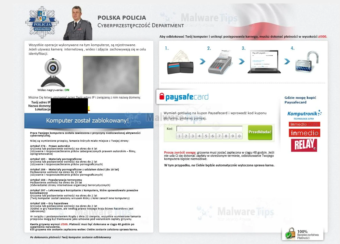 Polska Policja - Cyberprzestępczość Departament virus Polska Policja virus