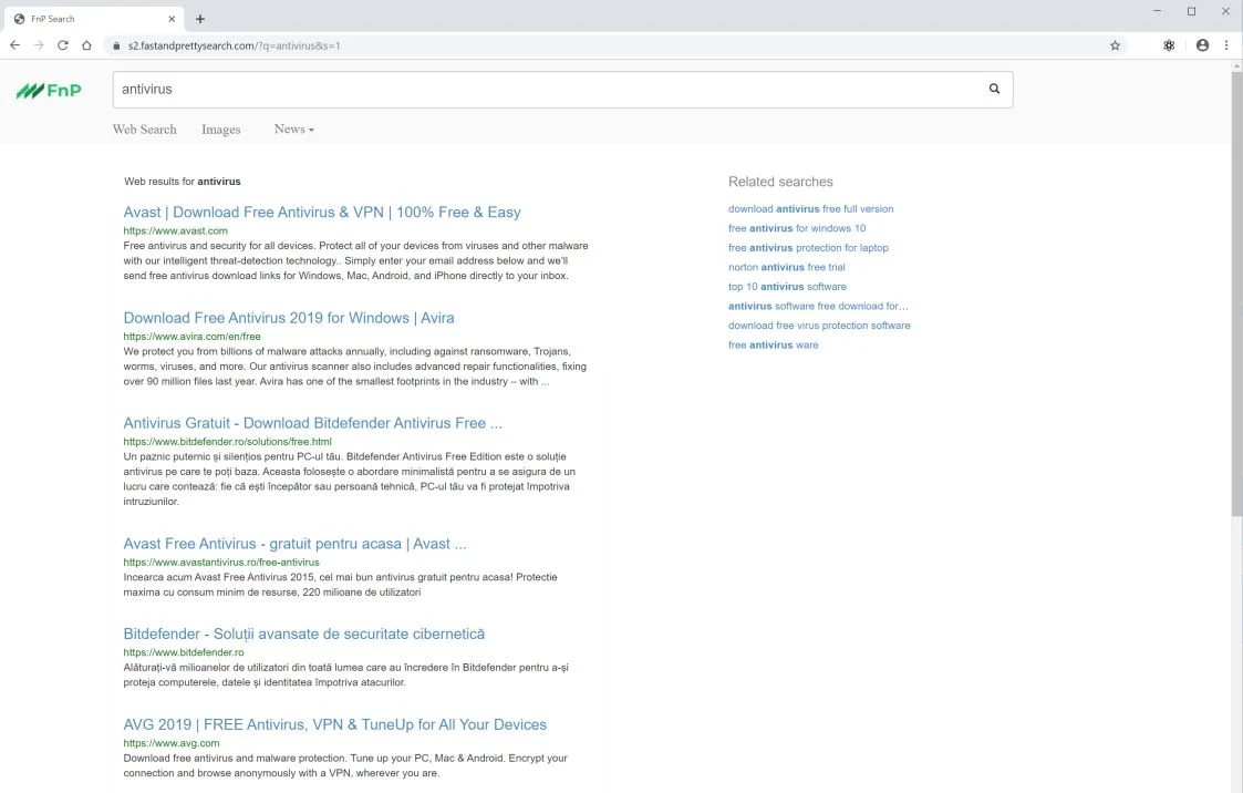 Image: Google Chrome is redirected to FnP Search